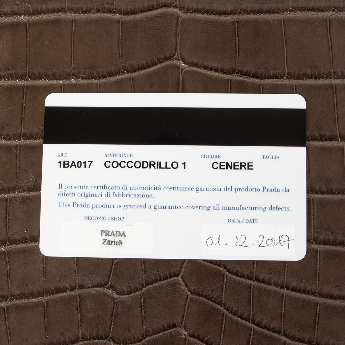 PRADA Cenere taupe CROCODILE 1BA017 Top Handle Bag For Sale 1
