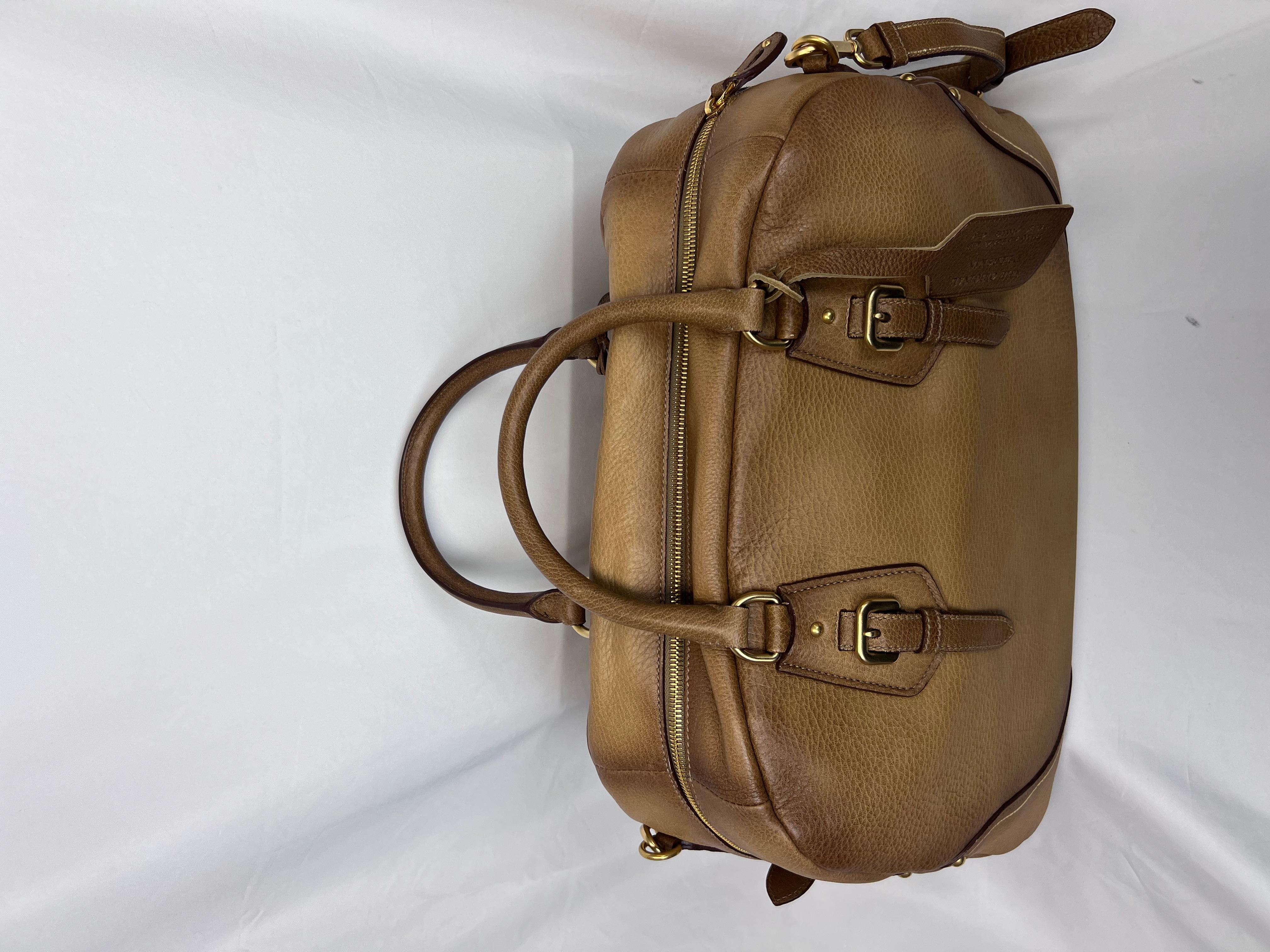 PRADA Cervo Antik Bowler Light Brown Calfskin Leather Bag For Sale 3