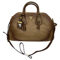PRADA Cervo Antik Bowler Light Brown Calfskin Leather Bag