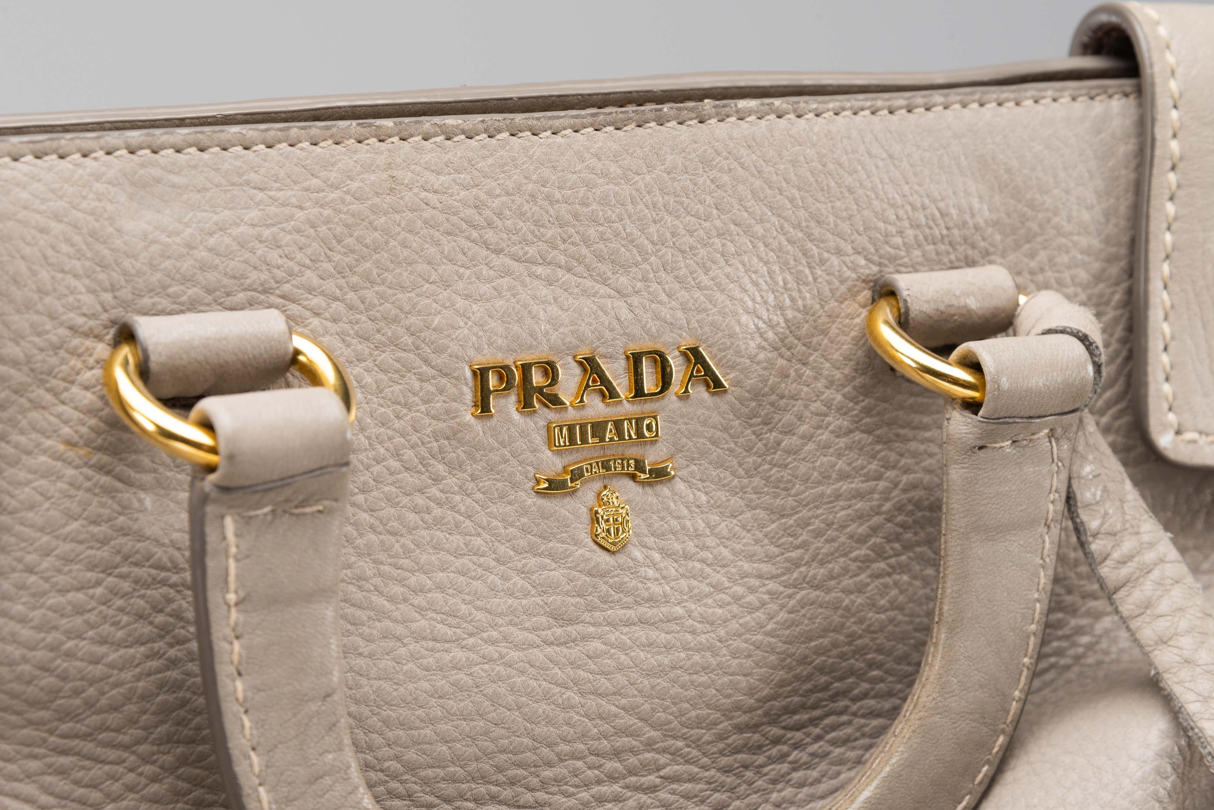 Prada Cervo Handbag Leather Shoulder Bag For Sale 2