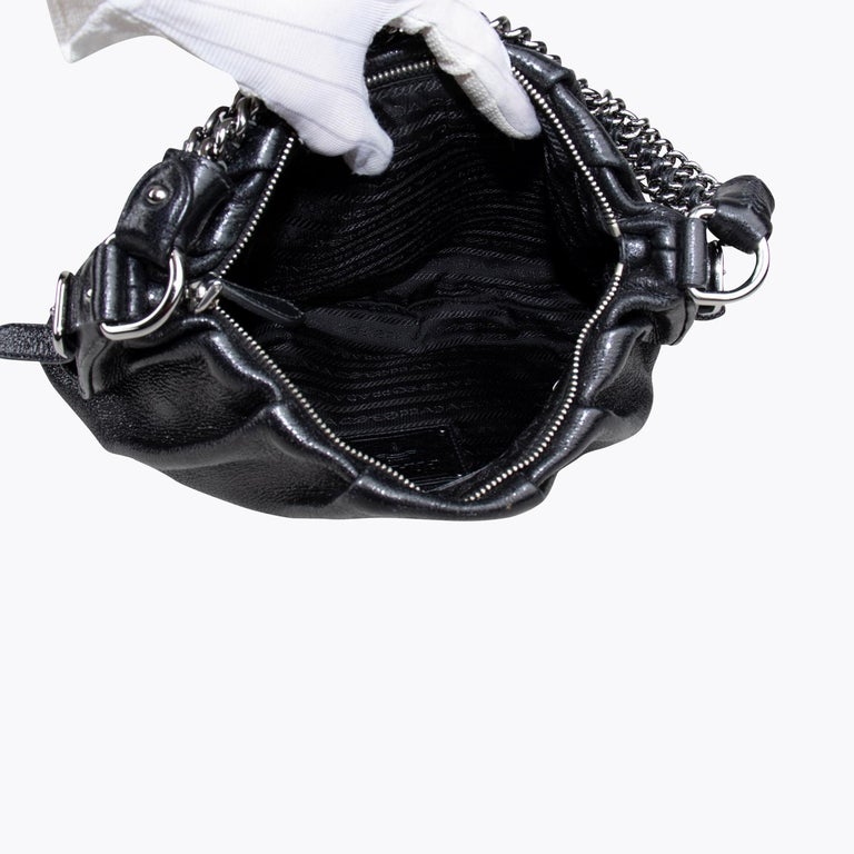 PRADA Cervo Lux Chain Shoulder Bag Nero Black 199722