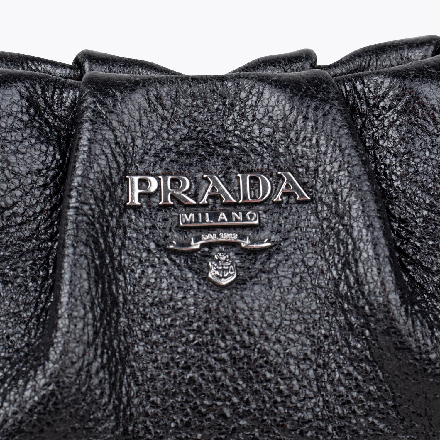 Black Prada Cervo Lux Leather Chain Shoulder Bag