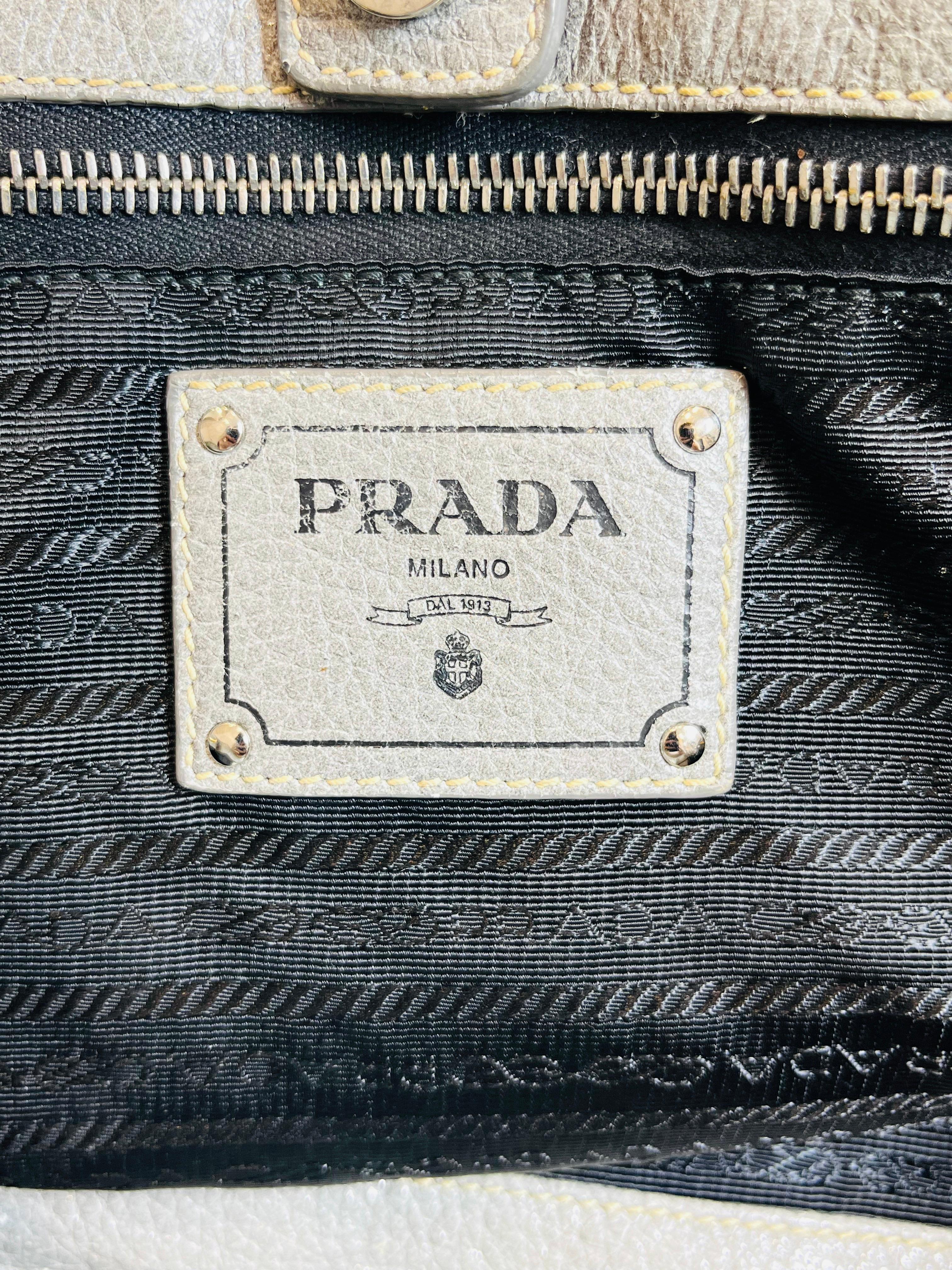 Prada Cervo Lux Sfumata Leather Hobo Bag For Sale 5