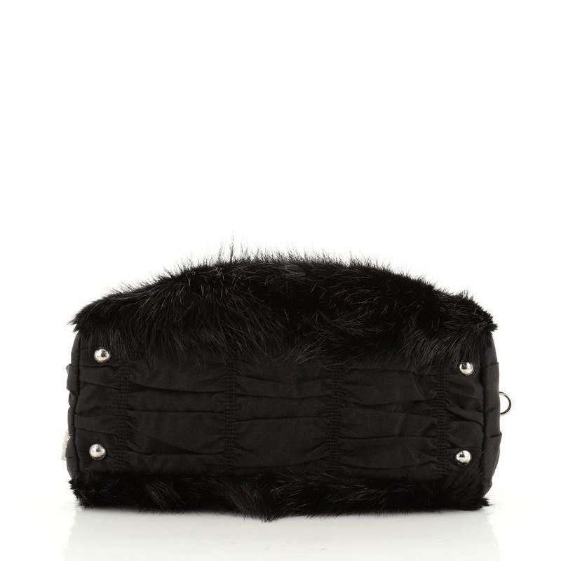 Prada  Chain Bowler Bag Fur Medium In Good Condition In NY, NY