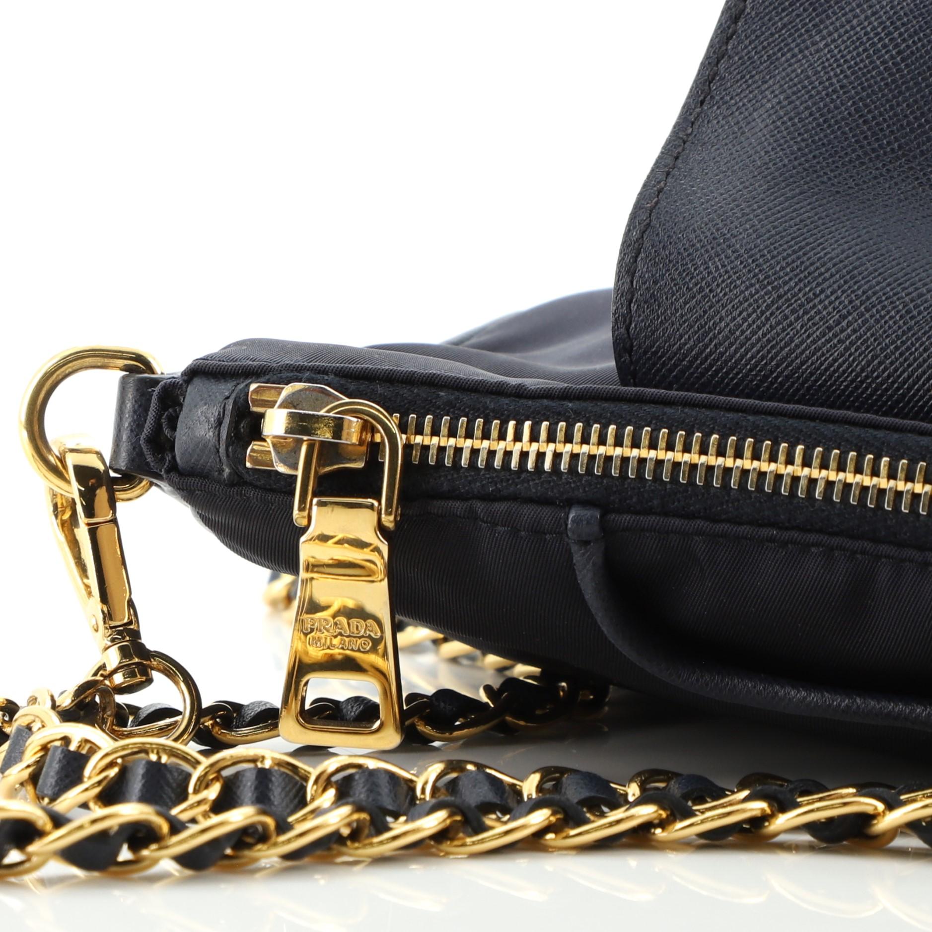 Prada Chain Crossbody Bag Tessuto and Saffiano Leather Small In Good Condition In NY, NY