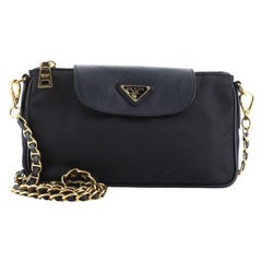 Prada Kette Crossbody Tasche Tessuto und Saffiano Leder klein