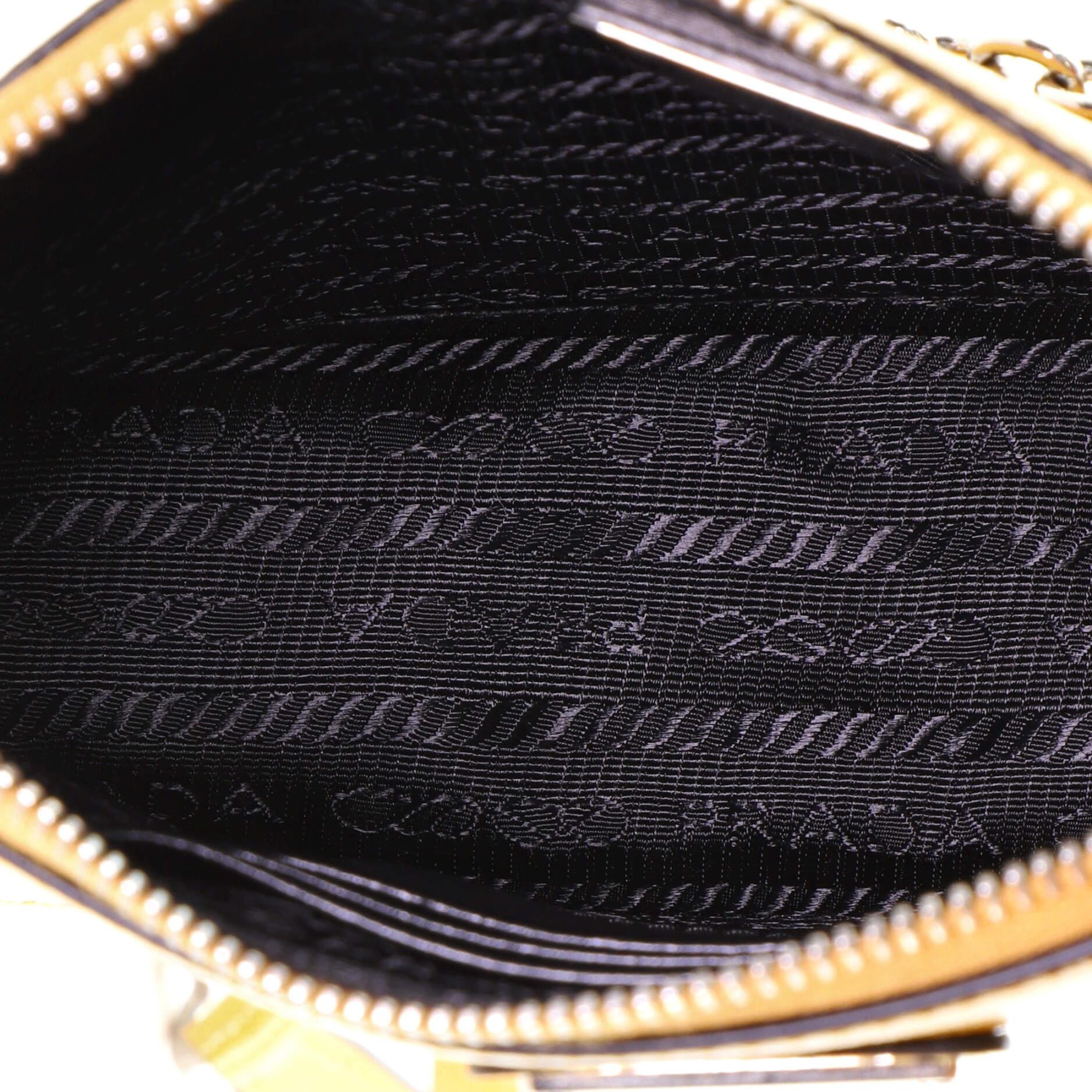 Orange Prada Chain Crossbody Bag Vernice Saffiano Leather Small