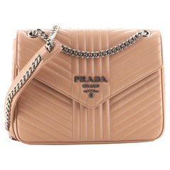 Prada Chain Envelope Flap Shoulder Bag Diagramme Quilted Leather Medium