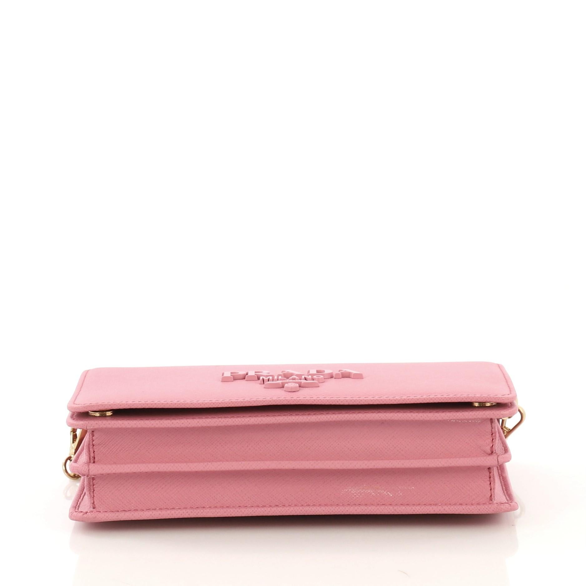 Pink Prada Chain Flap Bag Saffiano Leather Small