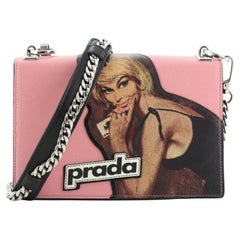 Prada Chain Flap Bag Saffiano Leather with Applique Small