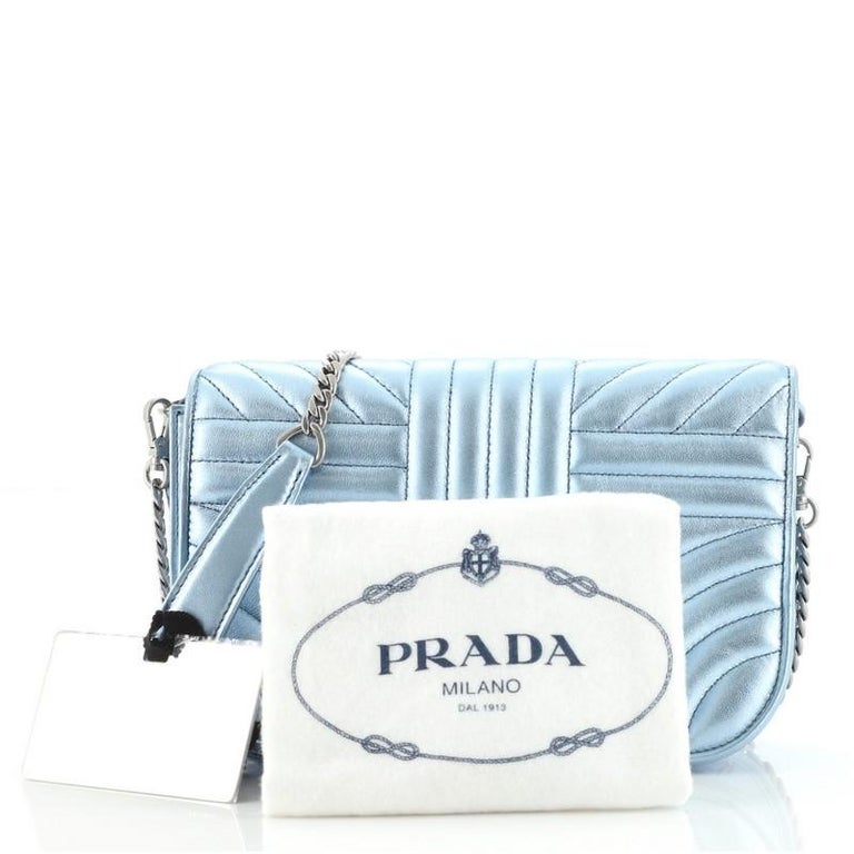 Prada Chain Flap Crossbody Bag Diagramme Quilted Leather Small at 1stDibs