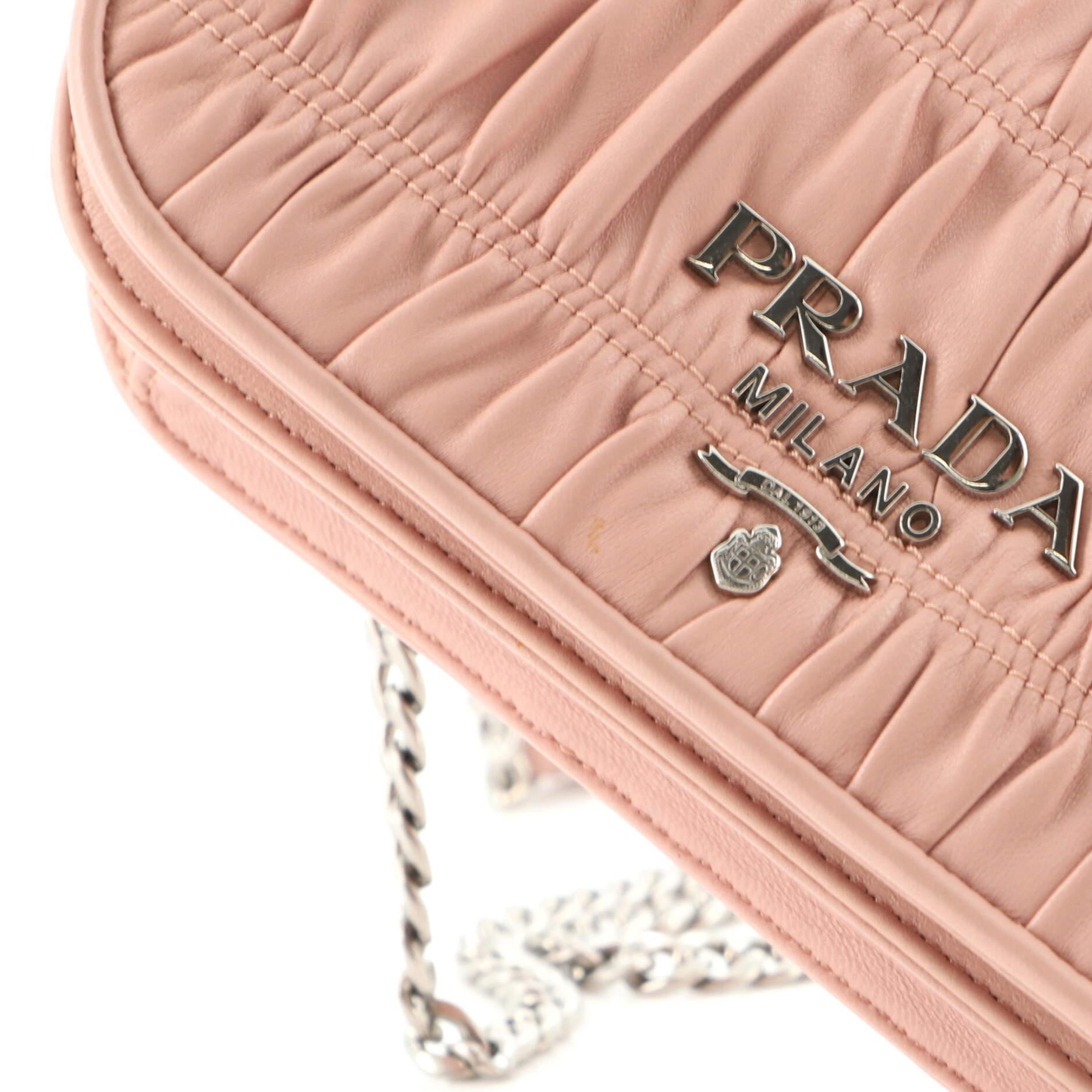 Beige Prada Chain Flap Crossbody Bag Nappa Gaufre Small