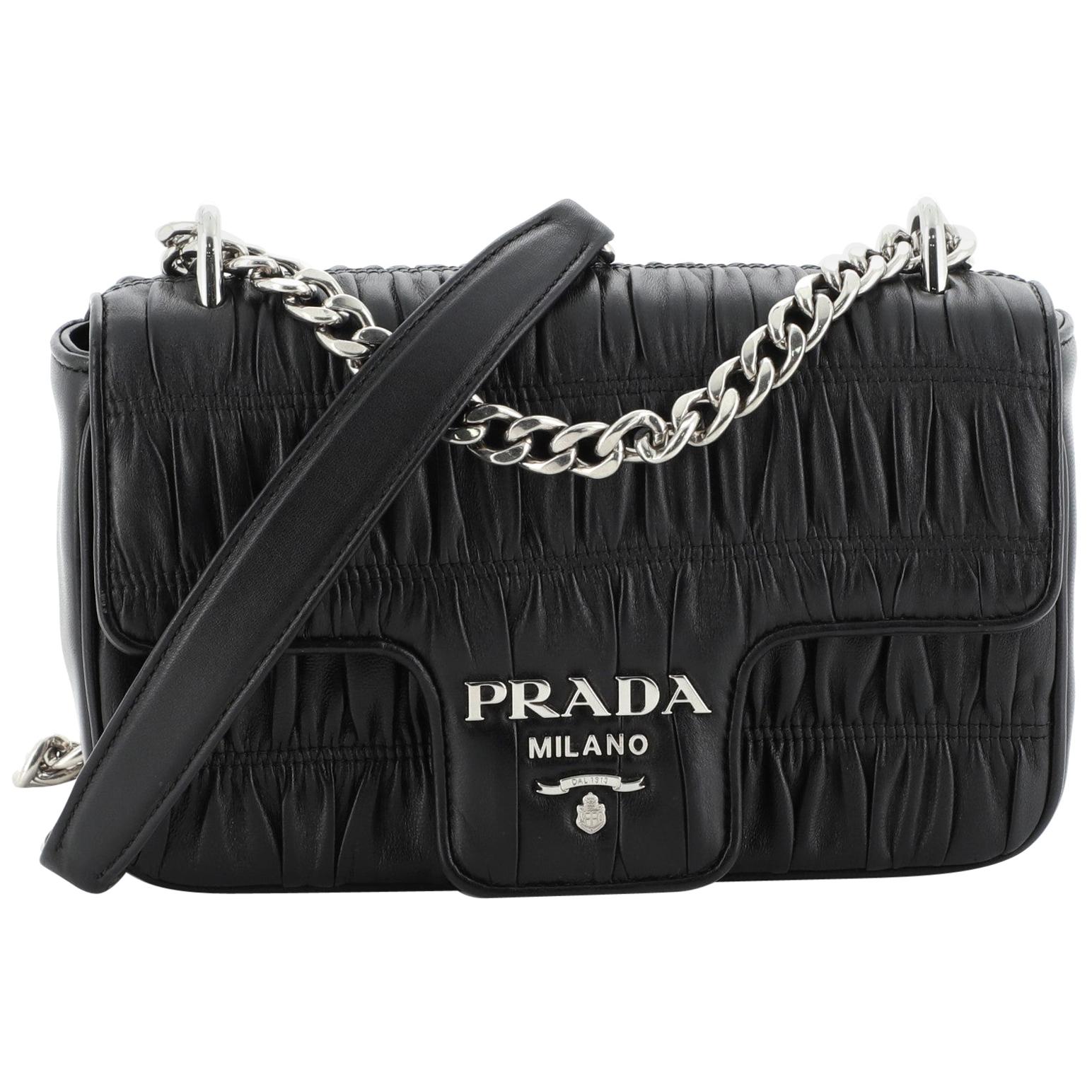 Prada Chain Flap Crossbody Bag Nappa Gaufre Small at 1stDibs