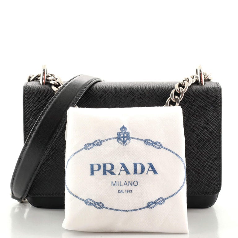 Prada Chain Flap Crossbody Bag Saffiano and Soft Calf Small at 1stDibs