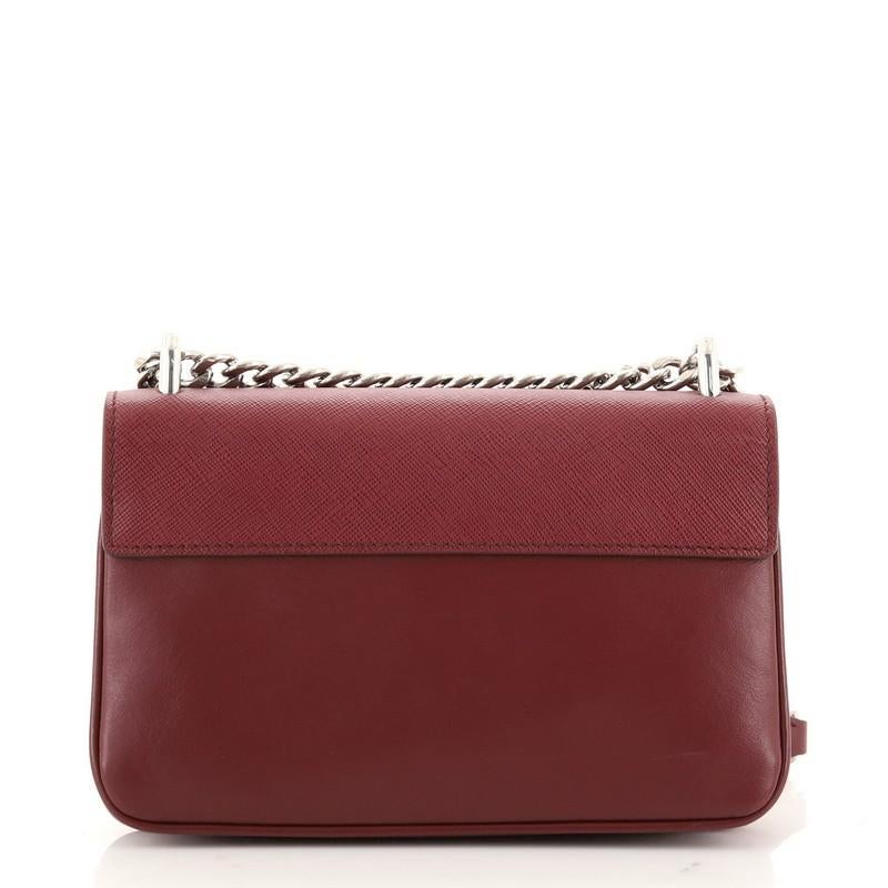Prada Kette Klappe Crossbody Tasche Saffiano und Soft Calf Small (Braun)