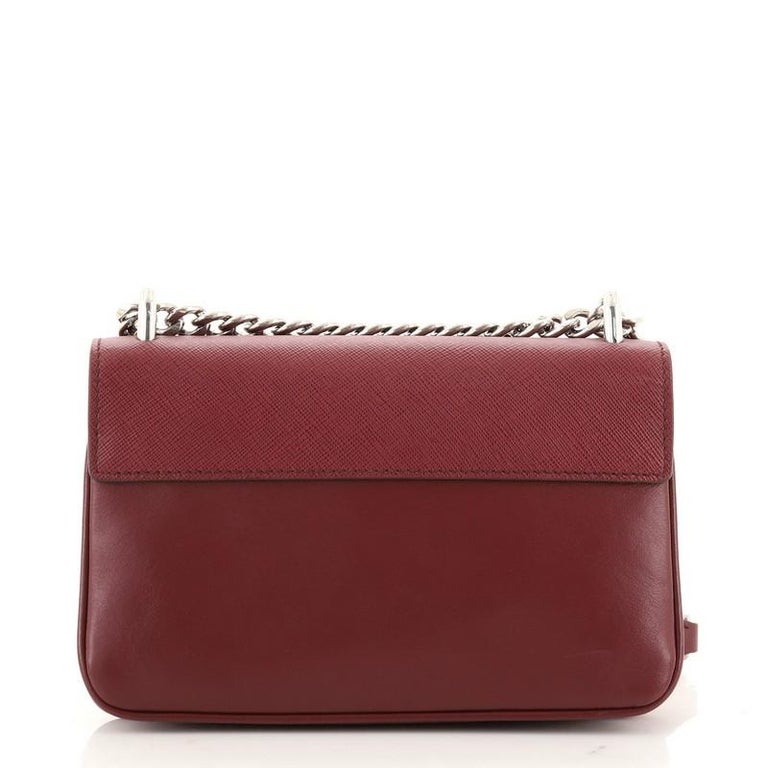 Prada Chain Flap Crossbody Bag Saffiano and Soft Calf Small at