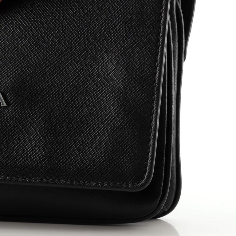 Prada Chain Flap Crossbody Bag Saffiano and Soft Calf Small For Sale at