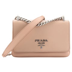 Prada Beige Saffiano Leather Flap Crossbody Bag