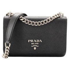 Prada Chain Flap Crossbody Bag Saffiano and Soft Calf Small