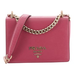 Used Prada Chain Flap Crossbody Bag Vernice Saffiano Leather Small