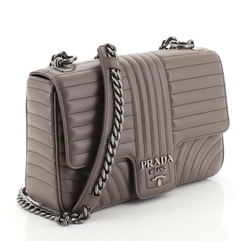 Prada Chain Flap Shoulder Bag Diagramme Quilted Leather Medium at 1stDibs