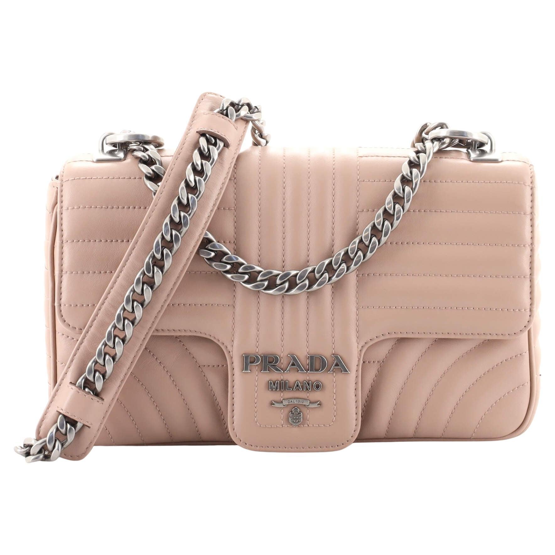 Prada Chain Flap Shoulder Bag Diagramme Quilted Leather Medium at 1stDibs