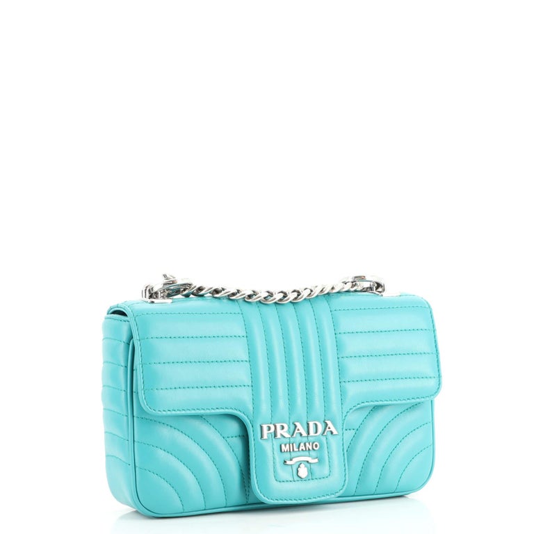 Prada Chain Flap Shoulder Bag Diagramme Quilted Leather Small For Sale
