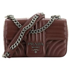 Prada Chain Flap Shoulder Bag Diagramme Quilted Leather Small