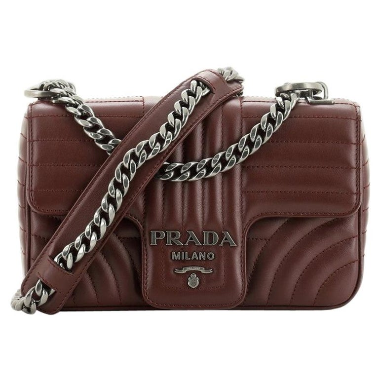 Prada Chain Flap Shoulder Bag Diagramme Quilted Leather Small at 1stDibs