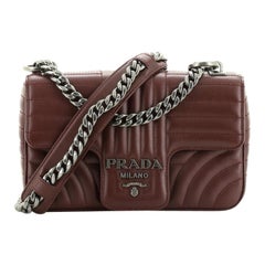 Prada Chain Flap Shoulder Bag Diagramme Quilted Leather Small