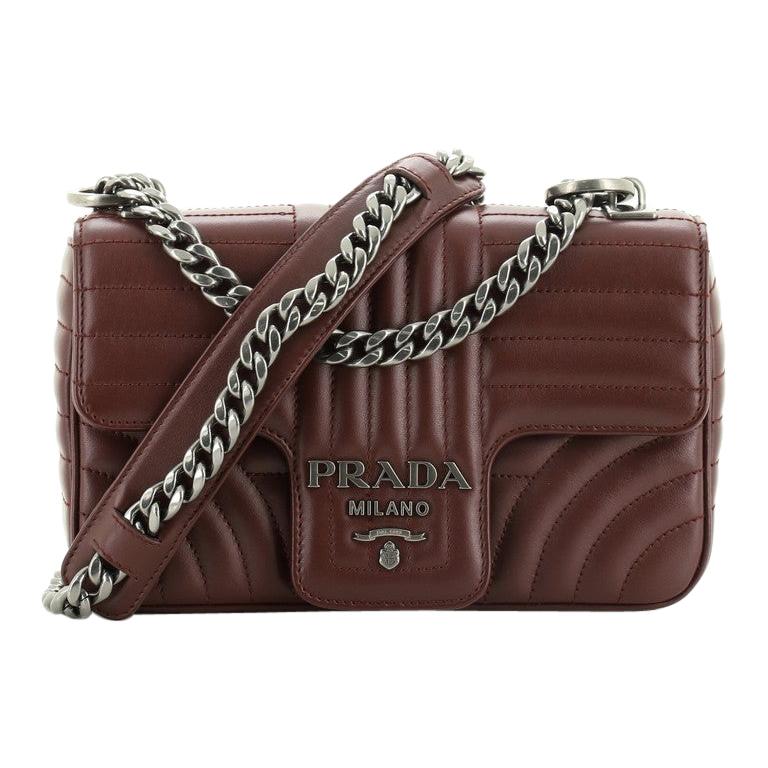 Prada Chain Flap Shoulder Bag Diagramme Quilted Leather Small at 1stDibs