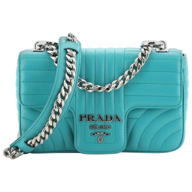 Prada Chain Flap Shoulder Bag Diagramme Quilted Leather Small