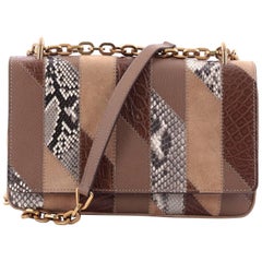 Prada Chain Flap Shoulder Bag Mixed Media Patchwork Small