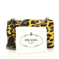 Prada Chain Flap Shoulder Bag Pony Hair And Nylon Medium
