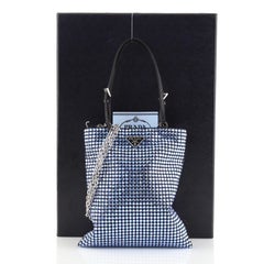 Prada Chain Flat Tote Crystal Embellished Satin Mini