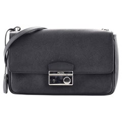 Prada Chain Lock Shoulder Bag Saffiano Leather Small