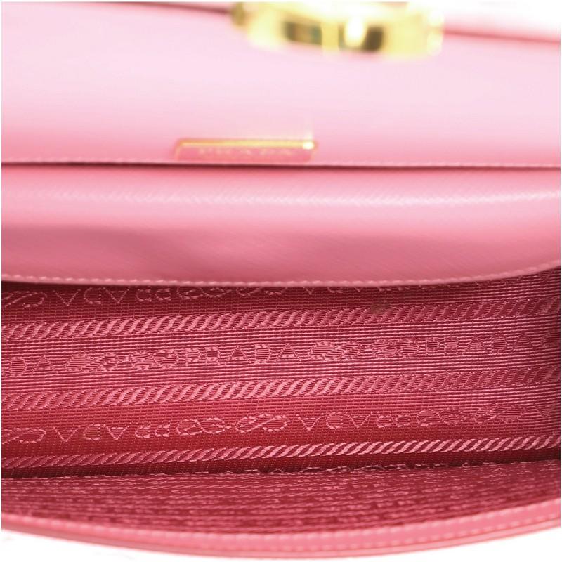 Pink Prada Chain Pushlock Shoulder Bag Printed Saffiano Leather Medium