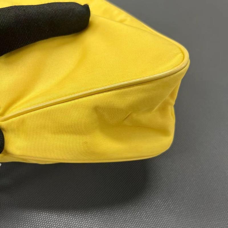 Prada Chain Shoulder Bag Nylon Yellow with Gold-tone Chain 9