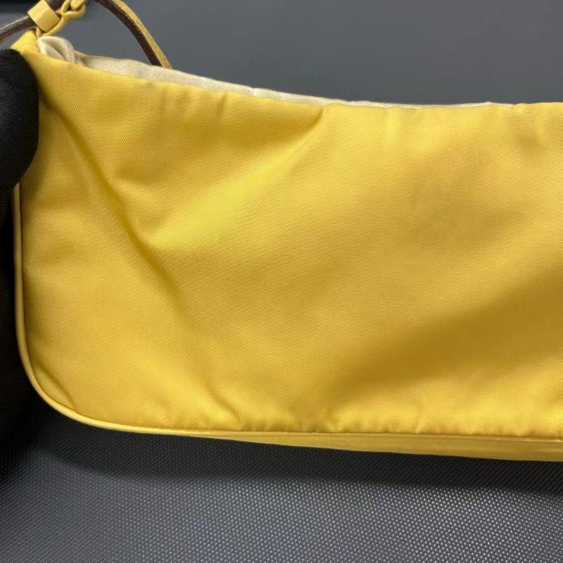 Prada Chain Shoulder Bag Nylon Yellow with Gold-tone Chain 10