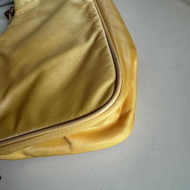 Prada Chain Shoulder Bag Nylon Yellow with Gold-tone Chain 15