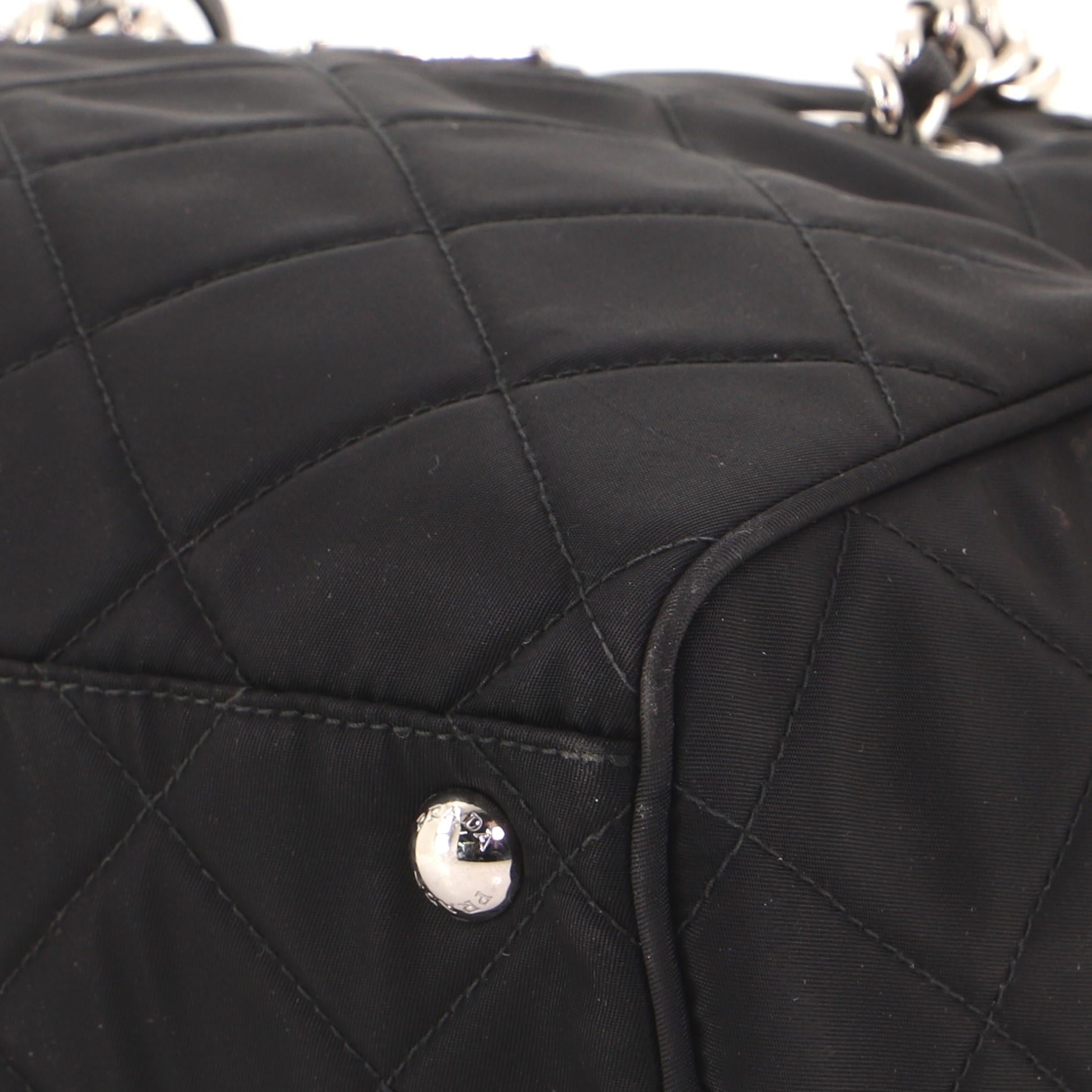Black  Prada Chain Shoulder Bag Quilted Tessuto Medium