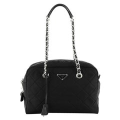 Prada Chain Shoulder Bag Quilted Tessuto Medium