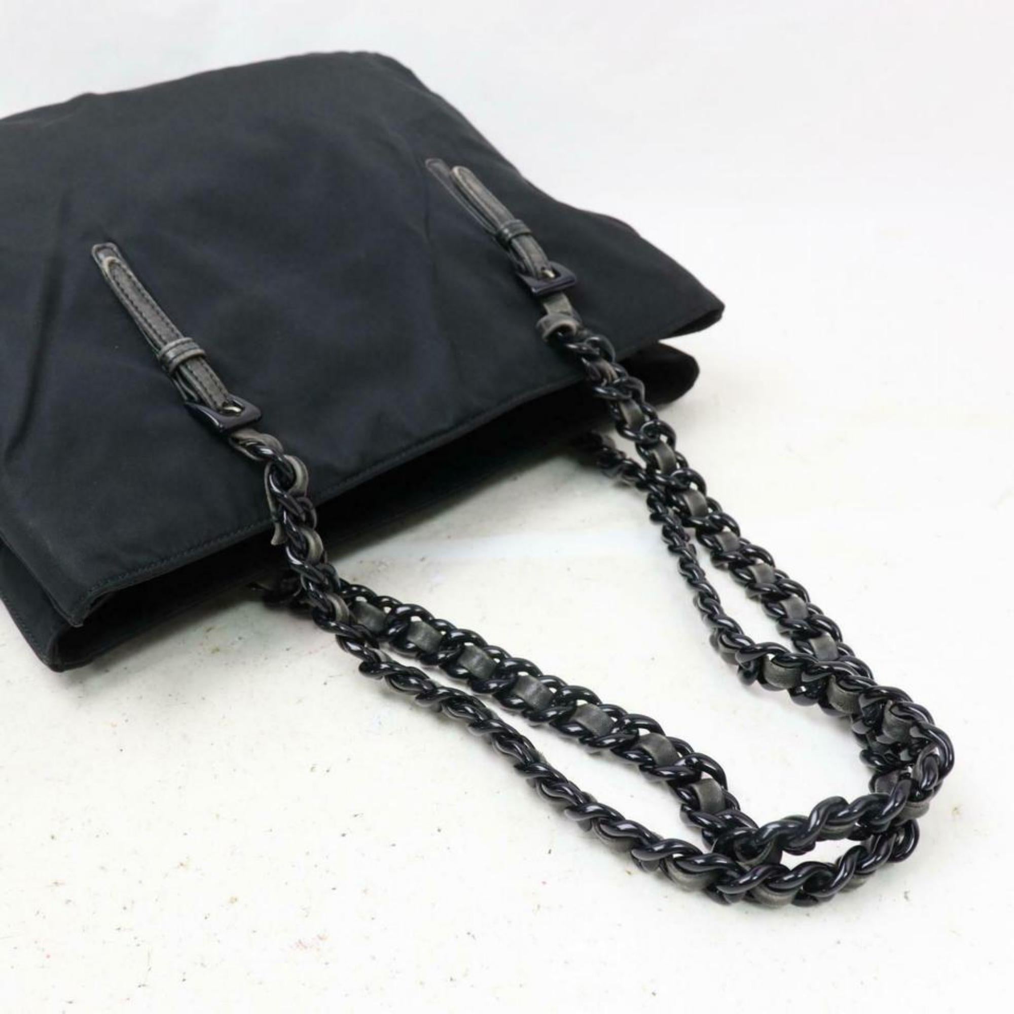 Prada Chain Tote 870605 Black Nylon Shoulder Bag For Sale 6