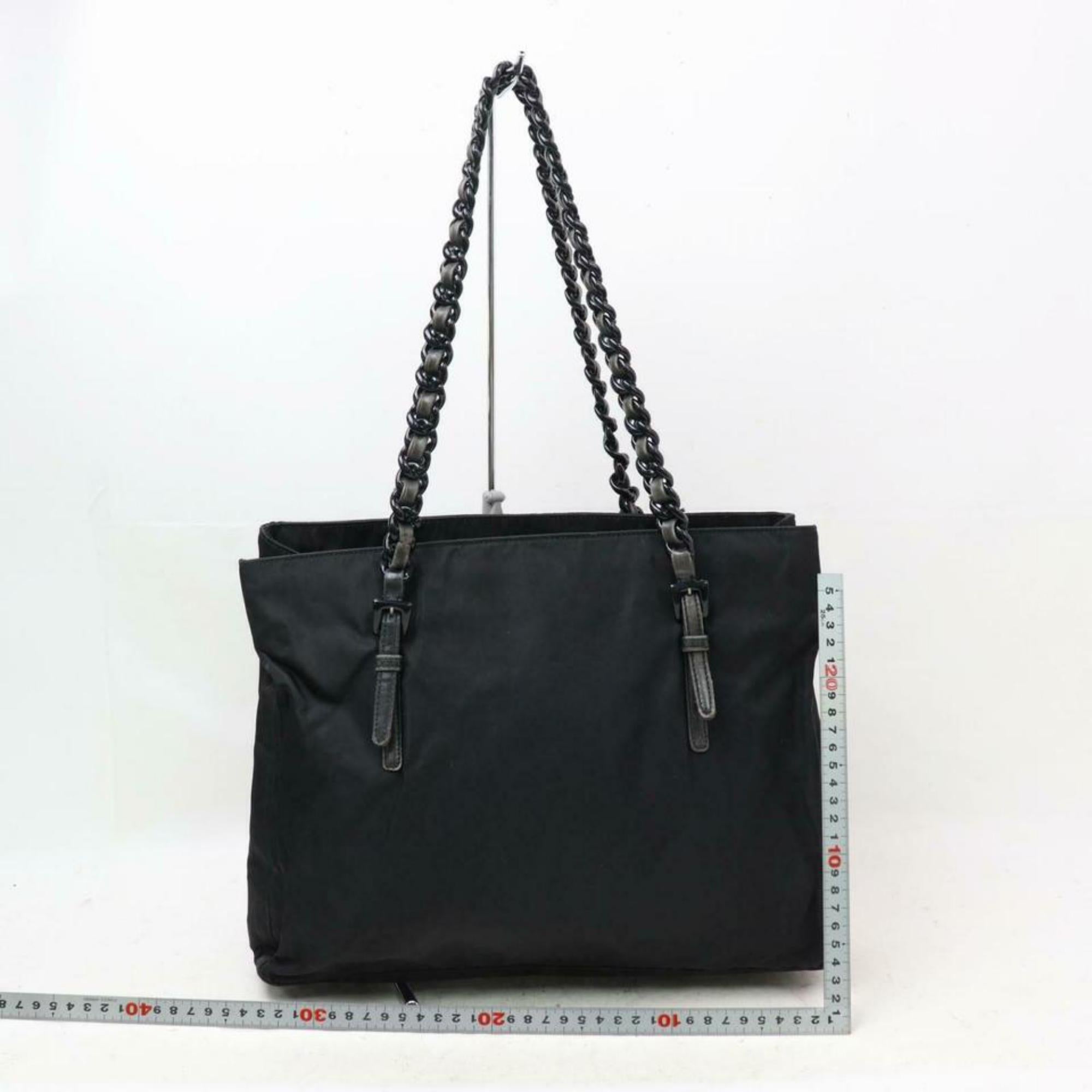 Prada Chain Tote 870605 Black Nylon Shoulder Bag For Sale 1
