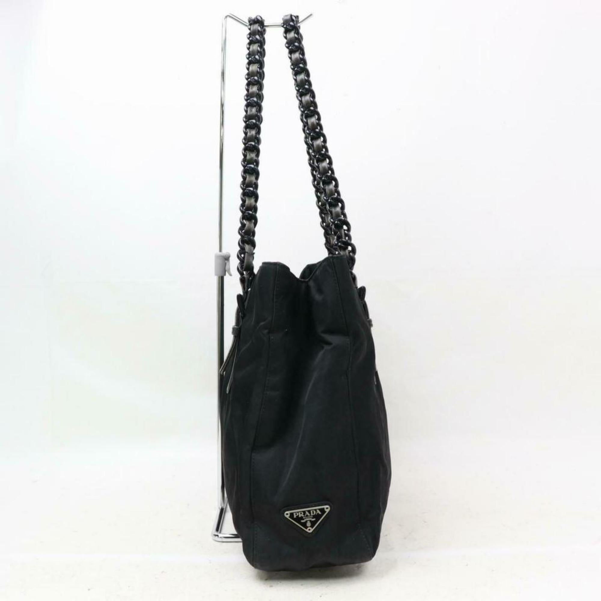 Prada Chain Tote 870605 Black Nylon Shoulder Bag For Sale 3