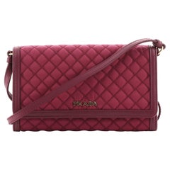 Prada Chain Wallet Crossbody Quilted Tessuto