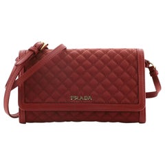 Prada Chain Wallet Crossbody Quilted Tessuto Used Prada Chain Wallet Crossbody Quilted Tessuto