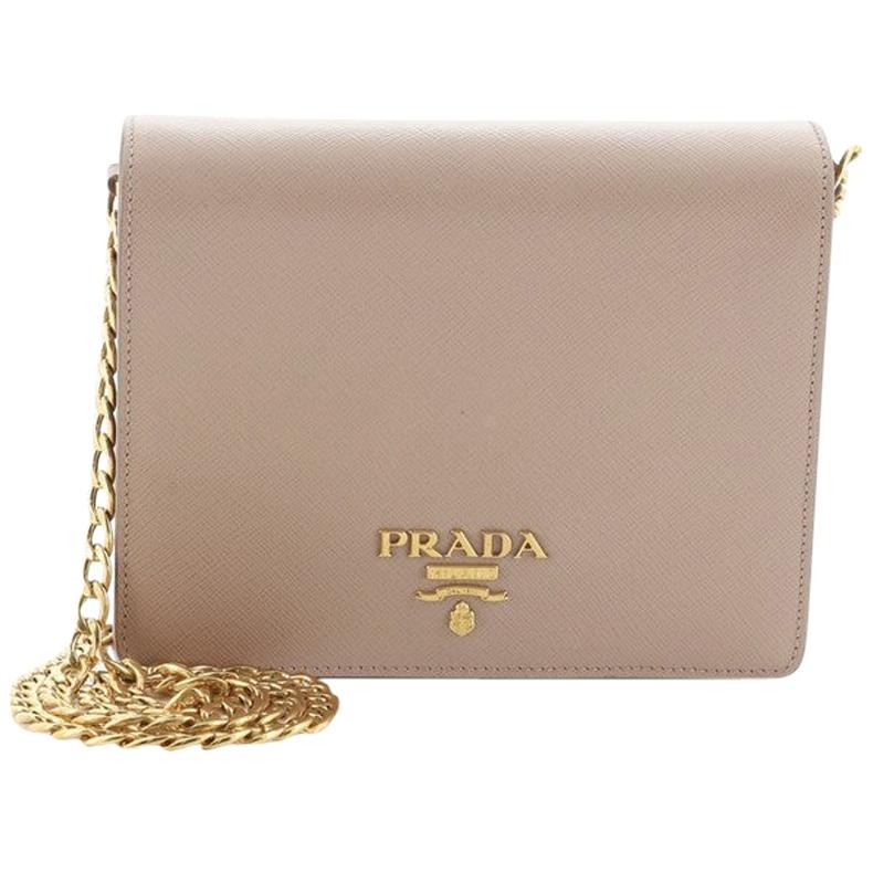 Prada Chain Wallet Crossbody Saffiano Leather