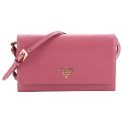 Prada Chain Wallet Crossbody Saffiano Leather