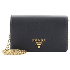 Prada Chain Wallet Crossbody Saffiano Leather 